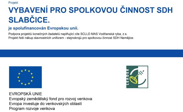 Projekty publicita 2023 : Název projektu: VYBAVENÍ PRO SPOLKOVOU ČINNOST SDH SLABČICE - plakát