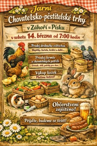Chovatelsko-pěstitelské trhy v Záhoří u Písku - plakát