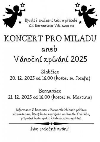 KONCERT PRO MILADU aneb Vánoční zpívání 2025 - plakát