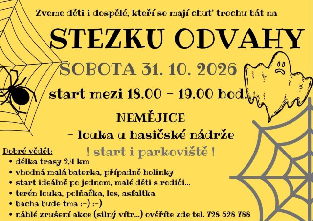 STEZKU ODVAHY  SOBOTA 31. 10. 2026 - plakát